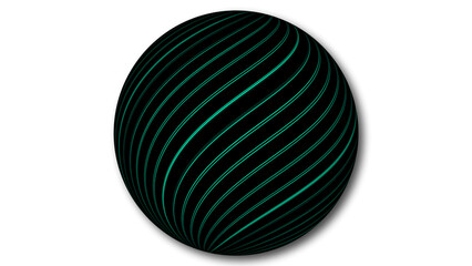 Geometric line attached on a sphere. Stylish sphere isolate on white background.