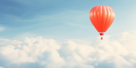 Fototapeta na wymiar A serene air balloon peacefully floating high above the mountains