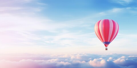Fototapeta premium A solitary air balloon gently drifting through the clear blue sky