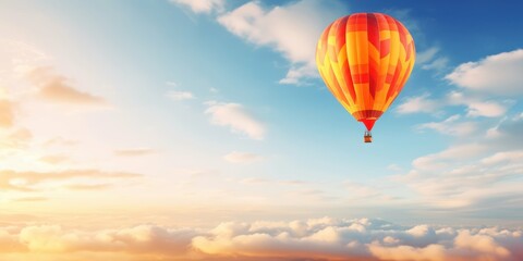 Fototapeta premium Brightly colored air balloons drifting serenely in the calm sky
