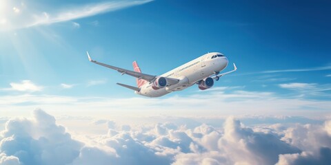 Passenger plane journeying through the sky