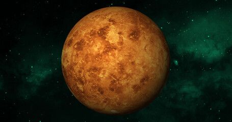 The planet venus in the galaxy via lactea 3d illustration On Space 3D Render.