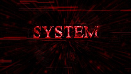 System text concept on si-fi technology circuit line particles digital technology illustration background.