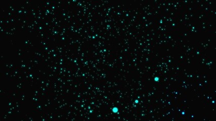 Abstract glow green color starry sky on black background. green color particles illustration.