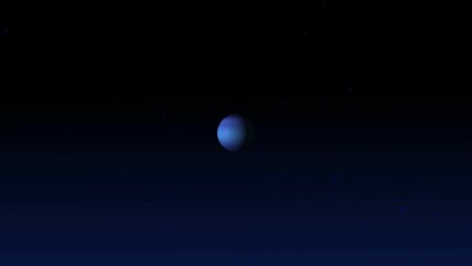 Neptune planet on sky with blue color glossy starry sky background.