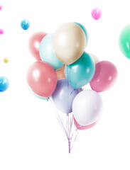 Colorful balloons with transparent background. 3D rendering