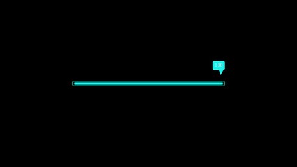 Digital technology neon abstract isolated cyan color loading bar on black background