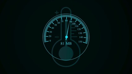 High-technology speedometer and moving pointer, racing speed counter illustration background. - obrazy, fototapety, plakaty