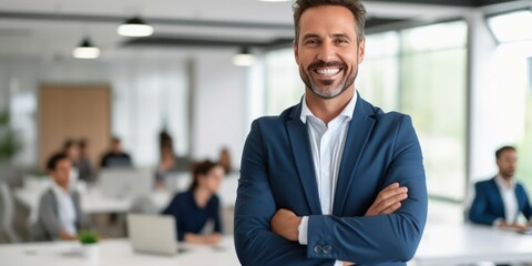 Fototapeta premium Confidence radiates from the businessman with crossed arms