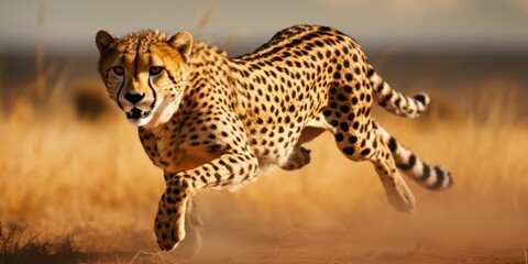 Cheetah Close Up in the Wild Savannah - obrazy, fototapety, plakaty