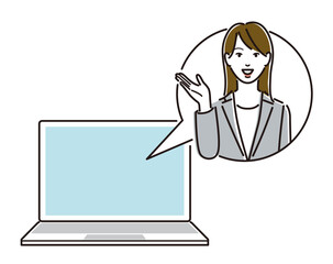オンラインで案内する女性ビジネスパーソン