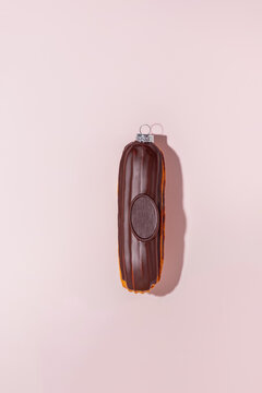 Decorative Christmas baubles of sweet eclair . New year concept.