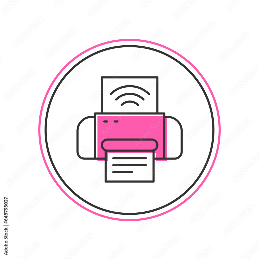 Aufkleber filled outline smart printer system icon isolated on white background. internet of things concept wi