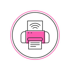 Obraz premium Filled outline Smart printer system icon isolated on white background. Internet of things concept with wireless connection. Vector