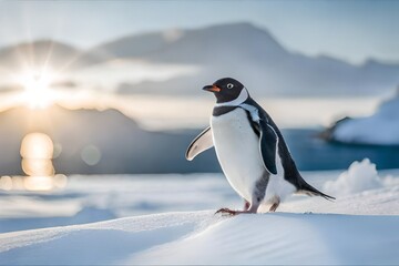 Fototapeta premium penguin on ice