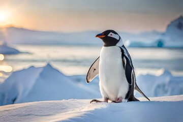 Fototapeta premium penguin on the snow