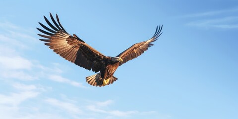 Fototapeta premium Eagle ascends high in the open sky