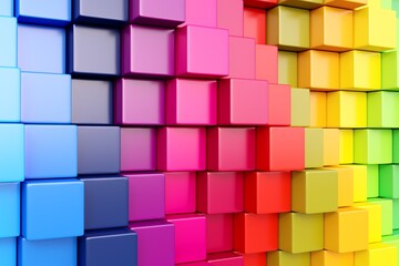 Colorful abstract background boxes 3D illustration