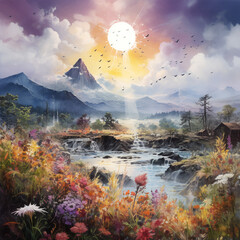 日本絵風　太陽の危機