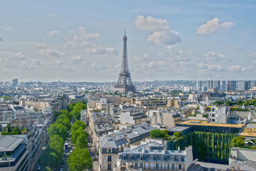 Paris, France: view of the city with the Tour Eiffel from the The Arc de Triomphe de l'Étoile (Triumphal Arch of the Star)