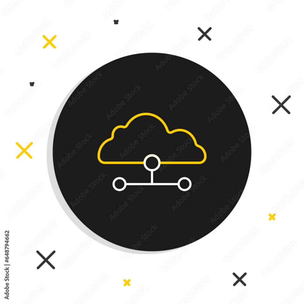 Poster line network cloud connection icon isolated on white background. social technology. cloud computing 