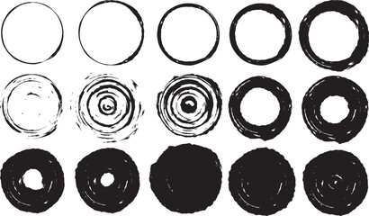 和風デザインの墨の円フレームイラストセット - obrazy, fototapety, plakaty