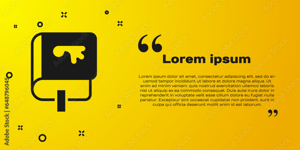 Sticker black viking book icon isolated on yellow background. vector