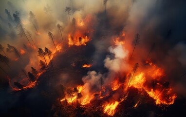 Fototapeta na wymiar Unprecedented Blaze and a Forest Caught in Fire Disaster