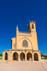 Fototapeta premium Exterior view of Saint John the Baptist Church in Obanos, Navarre, Spain