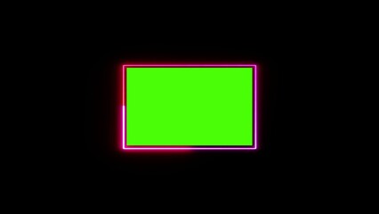 Mock up podium for product presentation rectangle neon light