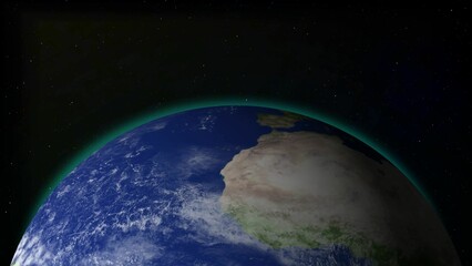 Earth seen from space, spinning slowly from Day to Night. Illustration galaxy global .