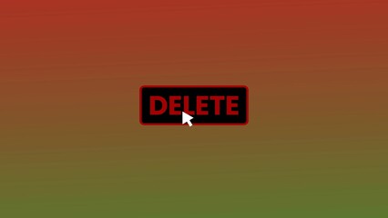 DELETE button pressed on computer screen by cursor pointer mouse illustration background.