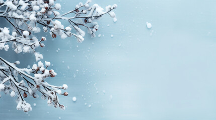 minimalist winter background with copy space, top view