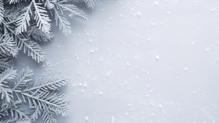 minimalist winter background with copy space, top view