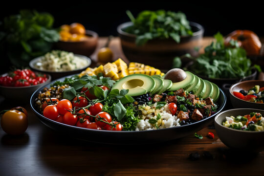 A colorful and vibrant image of a bountiful vegetarian feast with a variety of fruits, vegetables, and plant-based dishes to celebrate World Vegetarian Day