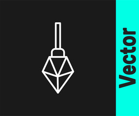White line Magic stone icon isolated on black background. Fantasy crystal. Jewelry gem for game. Vector