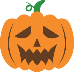Creepy orange halloween pumpkin vector icon
