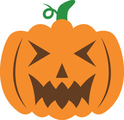 Creepy orange halloween pumpkin vector icon