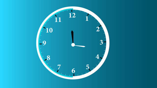 Colorful round clock beautiful design isolated on cyan color illustration background.