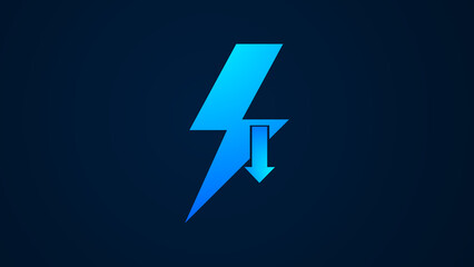 High-voltage electric power icon. cyan color power icon on dark background.