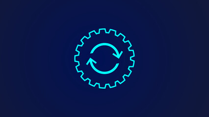 beautiful logotype design gear wheel icon on blue color illustration background. - obrazy, fototapety, plakaty