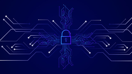 Security system cyber padlock icon. Digital data protection cyber security padlock icon illustration background. - obrazy, fototapety, plakaty