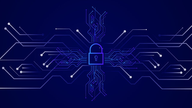 Security System Cyber Padlock Icon. Digital Data Protection Cyber Security Padlock Icon Illustration Background.