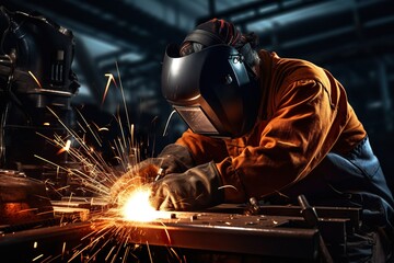 worker welders who perform arc welding in factories