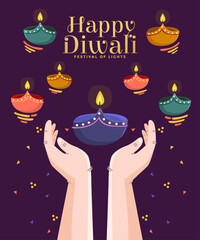 Poster banner design for Happy Diwali greetings.