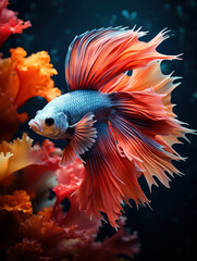 Betta Fish in its Natural Habitat, Wildlife Photography, Generative AI
