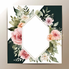 Wedding invitation card with hexagon for initials