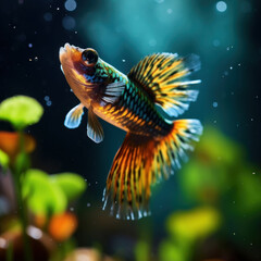 Guppy in its Natural Habitat, Wildlife Photography, Generative AI