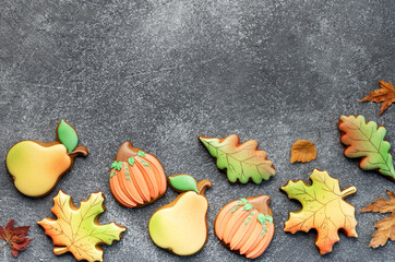 Obraz na płótnie Canvas Multicolored autumn homemade cookies