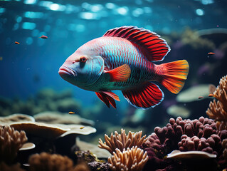 Parrotfish in its Natural Habitat, Wildlife Photography, Generative AI